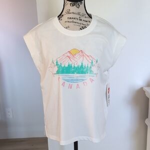 WILDFOX | Women's White Canada Julien Oversized Capped Sleeved T-Shirt